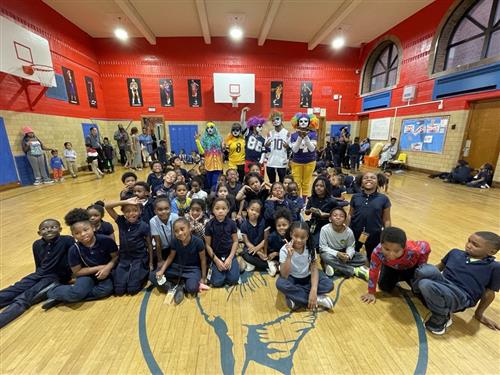 students at a school pep rally